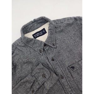 Abercrombie Mens Soft AF Flannel Shirt A&F Houndstooth M Gray Shacket Jacket